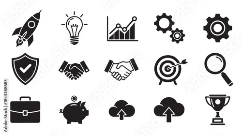 Business Icons Set with Marketing and Finance Symbols