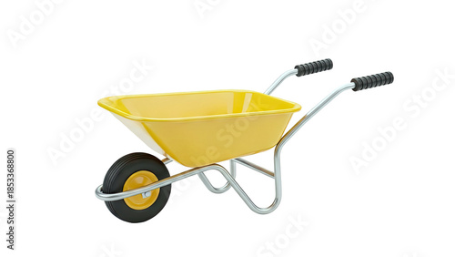 Yellow Wheelbarrow Isolated on White Background
