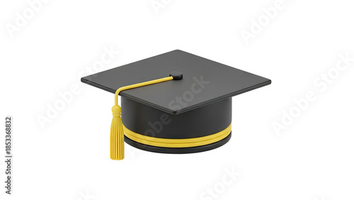 3D Graduation Cap with Yellow Tassel