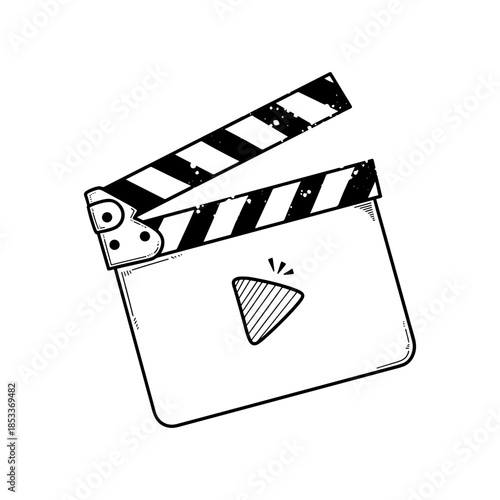 Movie clapper board hand drawn doodle for film and video production
