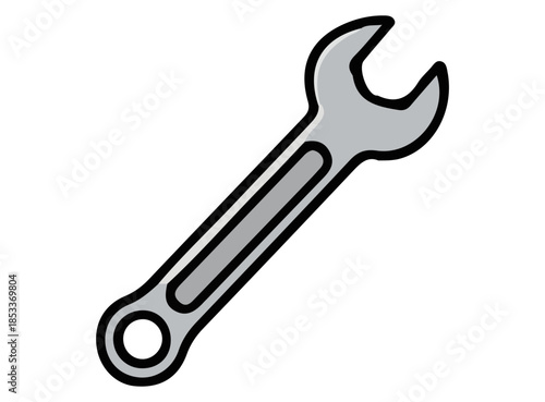 Illustration of a Silver Open-End Wrench Tool