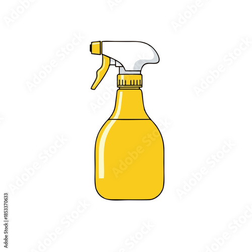 Yellow Plastic Spray Bottle Icon Isolated on White Background Vector Illustration