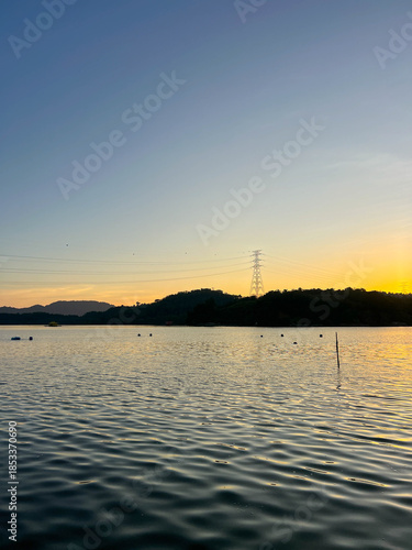 Beautiful morning view from a fishing deck
