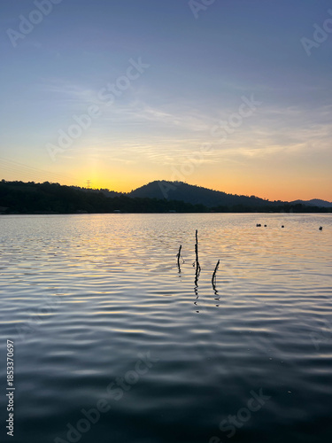 Beautiful morning view from a fishing deck