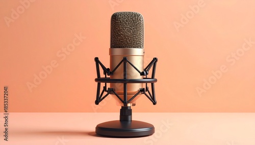 Studio Microphone on Stand for Professional Audio Recording.