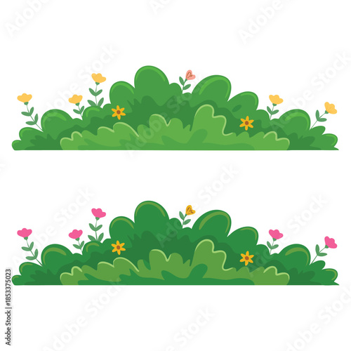 Grass bush green bush blossom shrubs during flowering and non flowering seasons botanical decorative vector illustration suitable for garden nature and landscaping artwork