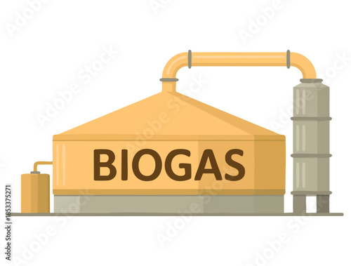 Green energy biogas power plant vector illustration in flat style perfect for alternative power, renewable energy, sustainable and eco friendly designs