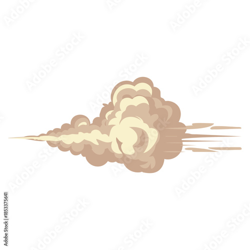 Cloud of dust car exhaust stream smog flow animation of fast motion illustrated in vector style perfect for pollution environment speed effects and atmospheric motion artwork