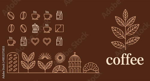 Coffee product pattern background with geometric coffee design element suitable for branding packaging design modern cafe identity and decorative themed artwork