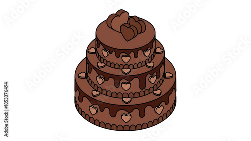 Delightful chocolate cake with heart decorations