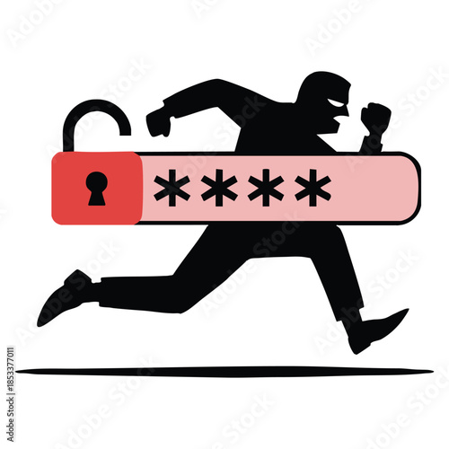 Cyber thief hacker stealing sensitive data passwords vector illustration suitable for digital security cyber crime awareness and information protection artwork themes