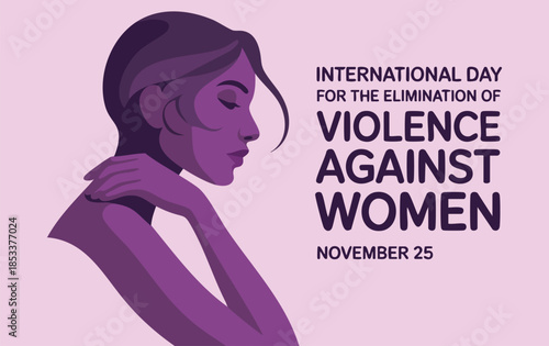 International Day for the Elimination of Violence against Women vector illustration woman purple profile with white ribbon silhouette stop violence important day