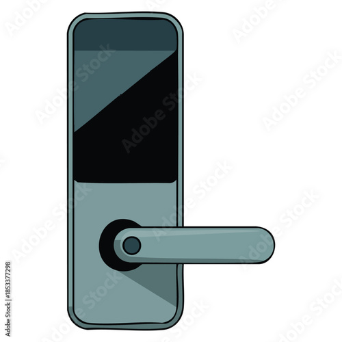 Digital door handle with electronic lock vector illustration modern flat style suitable for security system smart home or contemporary interior design