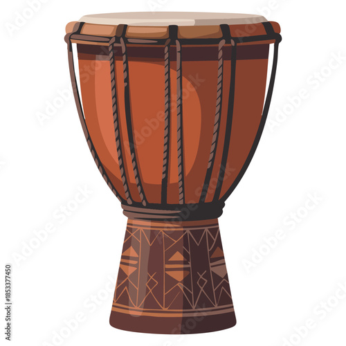 Djembe drum percussion musical instrument flat style vector illustration isolated on white background ideal for music education, performance, or culture
