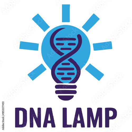 DNA lamp vector logo template featuring chromosome symbol suitable for medical or science projects with bright creative research inspired branding identity