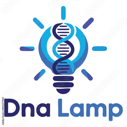 DNA lamp vector logo template using chromosome symbol suitable for science or medical themes and innovative research branding with bright creative identity