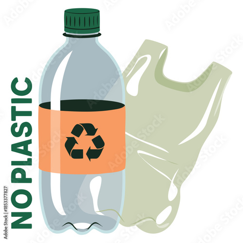 Eco lifestyle no plastic eco bag zero waste cruelty free environmental problems and environmental protection recycling vector cartoon illustration for patches poster banner social media