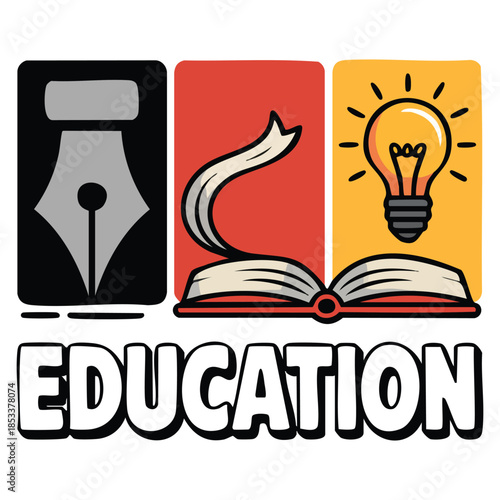Education vector logo template design using pen book and bulb lamp suitable for learning or publisher business modern clean academic branding concept