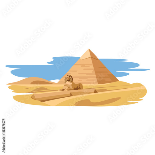 Egypt pyramid vector illustration isolated on white background suitable for famous city landmark, travel, tourism or historical attraction themed artwork