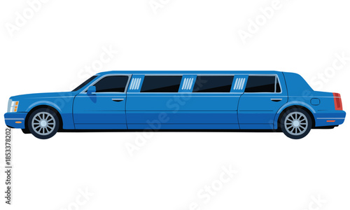 Elegant limousine car light blue premium luxurious vehicle side view flat vector illustration suitable for transportation automotive luxury or stylish creative designs