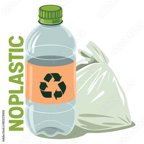 Environmental protection eco lifestyle no plastic eco bag zero waste cruelty free recycling vector cartoon illustration suitable for patches poster banner and social media