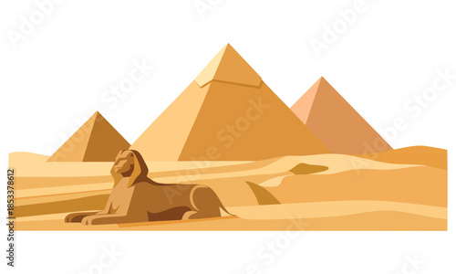 Famous Egypt pyramid vector illustration isolated on white background ideal for travel, tourism, city landmark, historical and cultural design concepts