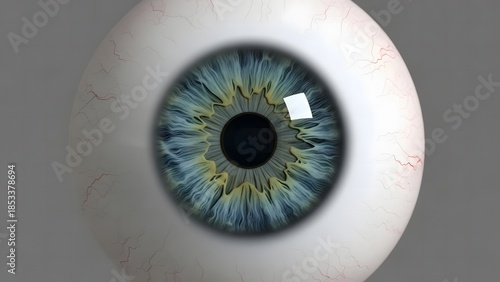 Human Eyeball Close-Up 3D Render With Detailed Iris and Pupil Isolated on Gray Background