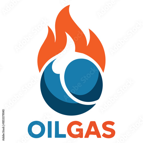 Flame symbol oil gas vector logo template perfect for industrial energy branding fuel companies engineering design or heavy industry corporate identity