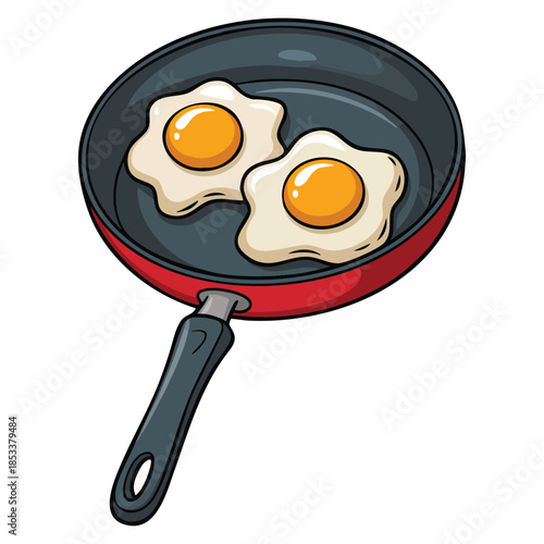 Fried eggs illustration on a white background suitable for recipe visuals food artwork breakfast design themes or simple clean kitchen styled graphics