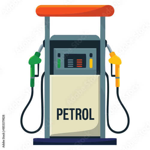 Gas station pump vector illustration gasoline petroleum industry flat style on white background perfect for fuel, automotive, service, and energy themes