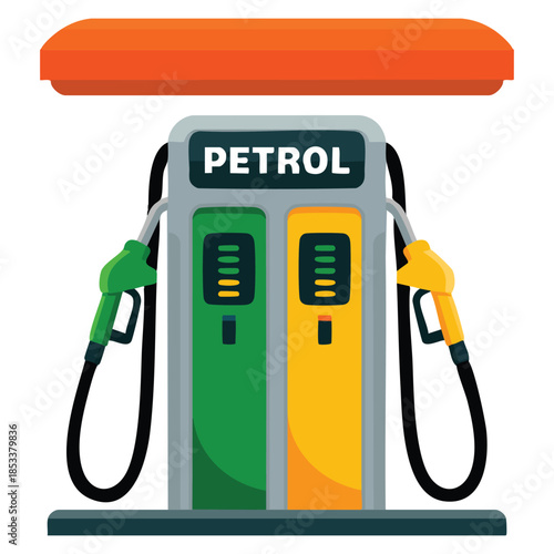 Gasoline pump flat style vector illustration on white background perfect for gas station, petroleum, automotive, fuel, and energy related creative artwork