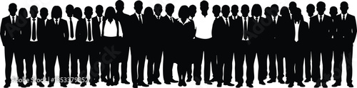 Business team silhouettes, corporate professionals, formal attire, unity posture, black and white vector, leadership, diversity, office culture, teamwork, organization