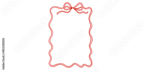 Elegant red gift tag with bow on white background