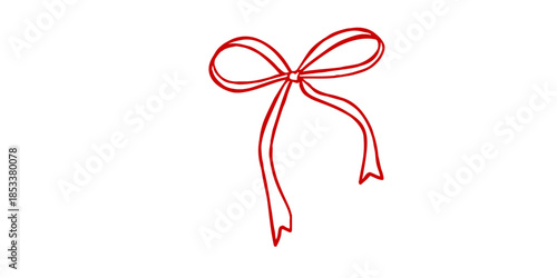 Elegant red ribbon bow on white background for decoration