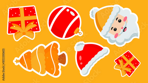 Bright christmas photo with santa ornaments, presents, and tree. Perfect 4K pattern video