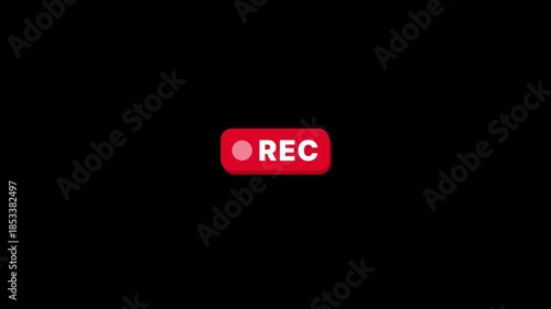 Red Recording Button Vector Icon with REC Text for Video Camera and Digital Media Interface
