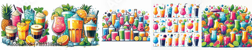 VECTOR VARIOUS DRINKS WHITE BACKGROUND
