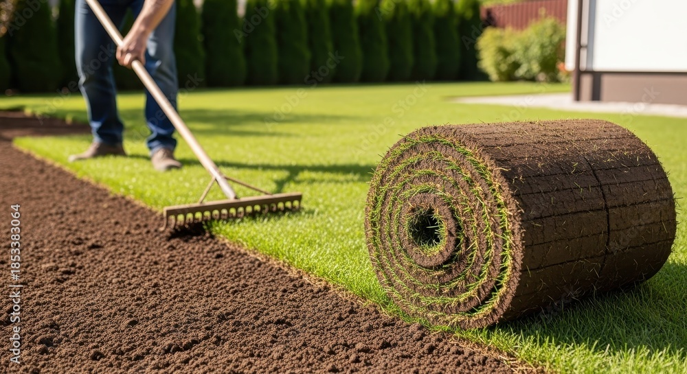 custom made wallpaper toronto digitalLaying new sod in a green garden, creating a lush lawn with a meticulous process