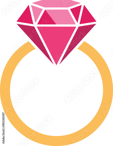 Elegant diamond engagement ring vector icon for wedding jewelry luxury fashion marriage proposal anniversary celebration romantic gift