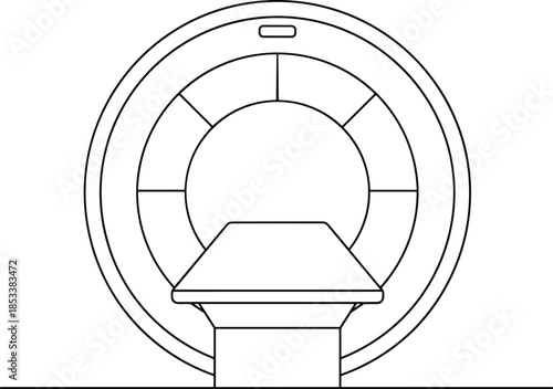 Minimalist front view MRI scanner machine vector icon for medical imaging healthcare diagnostic technology hospital equipment radiology services