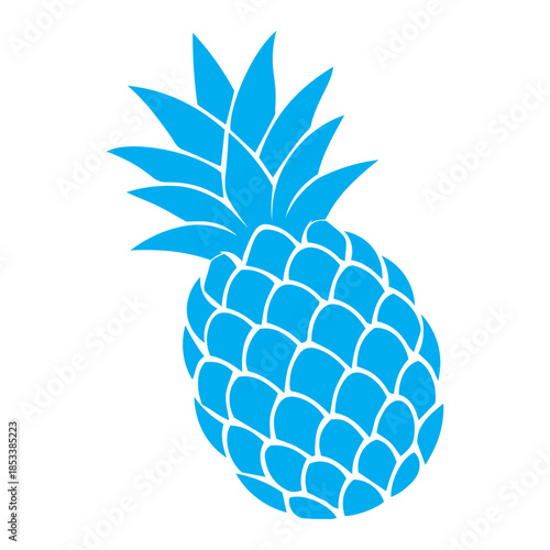 pineapple icon with leaf, tropical fruit isolated on white background