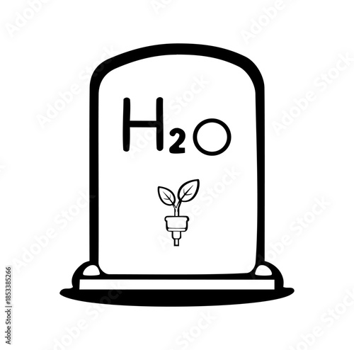  Cartoon Icon Energy H2O Oksigen Simple Digital Design