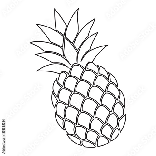 pineapple icon with leaf, tropical fruit isolated on white background