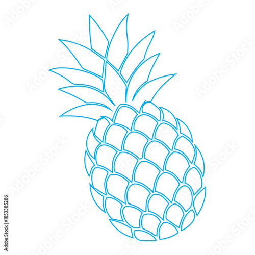 pineapple icon with leaf, tropical fruit isolated on white background