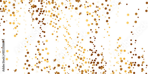 Gold falling down confetti background. Repeated golden dotted glitter pattern. Yellow, orange and golden dots wallpaper. Celebration Christmas, New Year or birthday party repeating backdrop. Vector