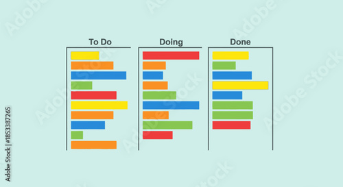 Colorful Kanban Board with Task Lists.