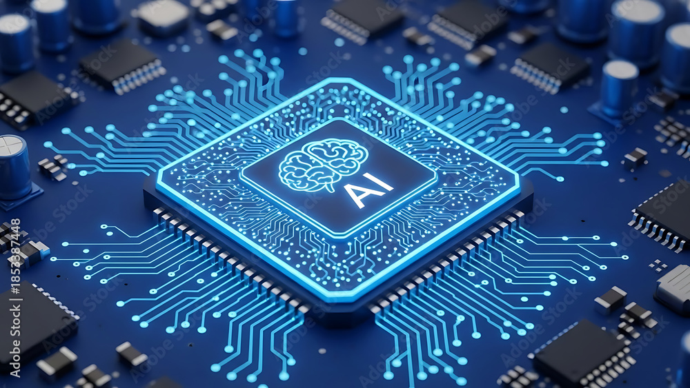 Fototapeta premium Ai integrated circuit isolated on white background
