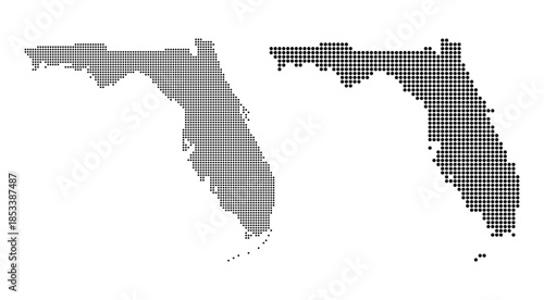 Creative black and grey dotted pattern vector map of Florida state isolated on white background