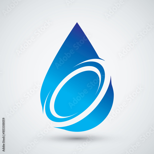 Abstract Blue Water Drop Logo Design for Mineral Water or Plumbing Service