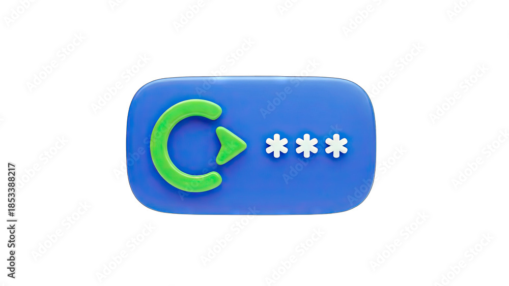 Fototapeta premium Password Reset Button with Arrow and Asterisks